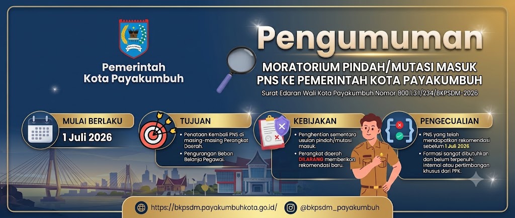 Pengumuman Moratorium Pindah/Masuk PNS Ke Pemerintah Kota Payakumbuh